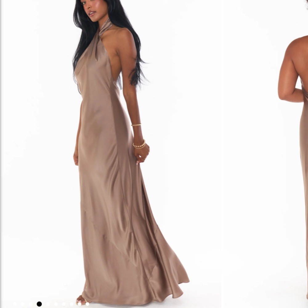 Show Me Your Mumu Elegant Halter Neck Brown Dress